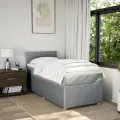 cadre de lit et matelas Gris clair 90x190 cm Tissu