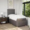 cadre de lit avec matelas Taupe 90x190 cm Tissu
