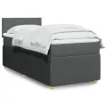 cadre de lit et matelas Gris foncé 90x190 cm Tissu