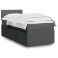 cadre de lit et matelas Gris foncé 90x190 cm Tissu