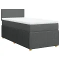 cadre de lit et matelas Gris foncé 90x190 cm Tissu