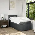 cadre de lit et matelas Gris foncé 90x190 cm Tissu