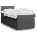 cadre de lit et matelas Gris foncé 90x190 cm Tissu
