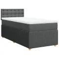 cadre de lit et matelas Gris foncé 90x190 cm Tissu