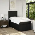 cadre de lit avec matelas Noir 90x190 cm Tissu