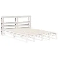 Tête de lit avec étagères blanc 135 cm bois massif de pin