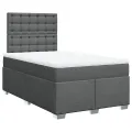 cadre de lit avec matelas Gris foncé 120x200cm Tissu