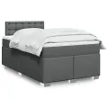 cadre de lit avec matelas Gris foncé 120x200cm Tissu