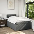cadre de lit avec matelas Gris foncé 120x200cm Tissu