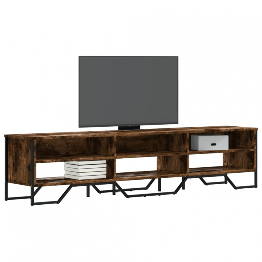 Meuble TV chêne fumé 180x34x41 cm bois d'ingénierie