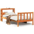 Cadre de lit avec tête de lit sans matelas cire marron 90x190cm
