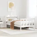 Cadre de lit sans matelas blanc 90x200 cm bois de pin massif
