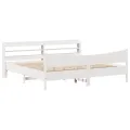 Cadre de lit et tête de lit blanc 180x200 cm bois de pin massif
