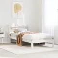 Cadre de lit avec tête de lit sans matelas blanc 90x200 cm
