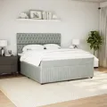 cadre de lit et matelas Gris clair 180x200cm Velours