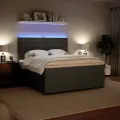 cadre de lit et matelas Gris foncé 180x200cm Velours