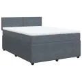 cadre de lit et matelas Gris foncé 140x200cm Velours