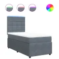 cadre de lit et matelas Gris foncé 90x200 cm Velours
