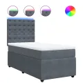 cadre de lit et matelas Gris foncé 90x200 cm Velours