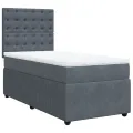 cadre de lit et matelas Gris foncé 90x200 cm Velours