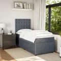 cadre de lit et matelas Gris foncé 90x200 cm Velours