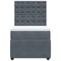 cadre de lit et matelas Gris foncé 90x200 cm Velours