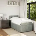cadre de lit et matelas Gris clair 90x190 cm Velours