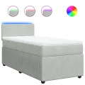 cadre de lit et matelas Gris clair 90x190 cm Velours