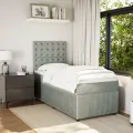 cadre de lit et matelas Gris clair 90x190 cm Velours