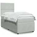 cadre de lit et matelas Gris clair 90x190 cm Velours