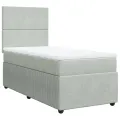 cadre de lit et matelas Gris clair 90x190 cm Velours