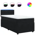 cadre de lit avec matelas Noir 100x200 cm Velours
