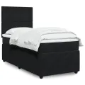 cadre de lit avec matelas Noir 100x200 cm Velours