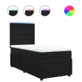 cadre de lit avec matelas Noir 100x200 cm Velours