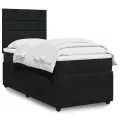 cadre de lit avec matelas Noir 100x200 cm Velours