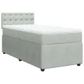 cadre de lit et matelas Gris clair 100x200cm Velours