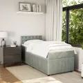 cadre de lit et matelas Gris clair 100x200cm Velours