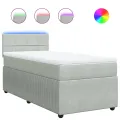 cadre de lit et matelas Gris clair 100x200cm Velours