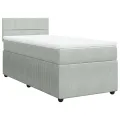 cadre de lit et matelas Gris clair 100x200cm Velours