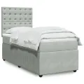 cadre de lit et matelas Gris clair 100x200cm Velours