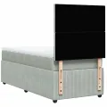 cadre de lit et matelas Gris clair 100x200cm Velours