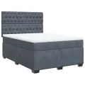cadre de lit et matelas Gris foncé 140x200cm Velours