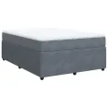 cadre de lit et matelas Gris foncé 140x190cm Velours