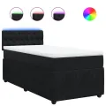cadre de lit avec matelas Noir 90x190 cm Velours