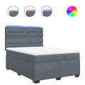 cadre de lit et matelas Gris foncé 140x190cm Velours