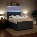 cadre de lit et matelas Gris foncé 140x190cm Velours