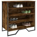 Armoire à chaussures chêne fumé 80x38x78 cm bois d'ingénierie