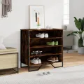Armoire à chaussures chêne fumé 80x38x78 cm bois d'ingénierie