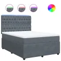 cadre de lit et matelas Gris foncé 140x190cm Velours