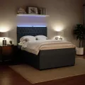 cadre de lit et matelas Gris foncé 140x190cm Velours